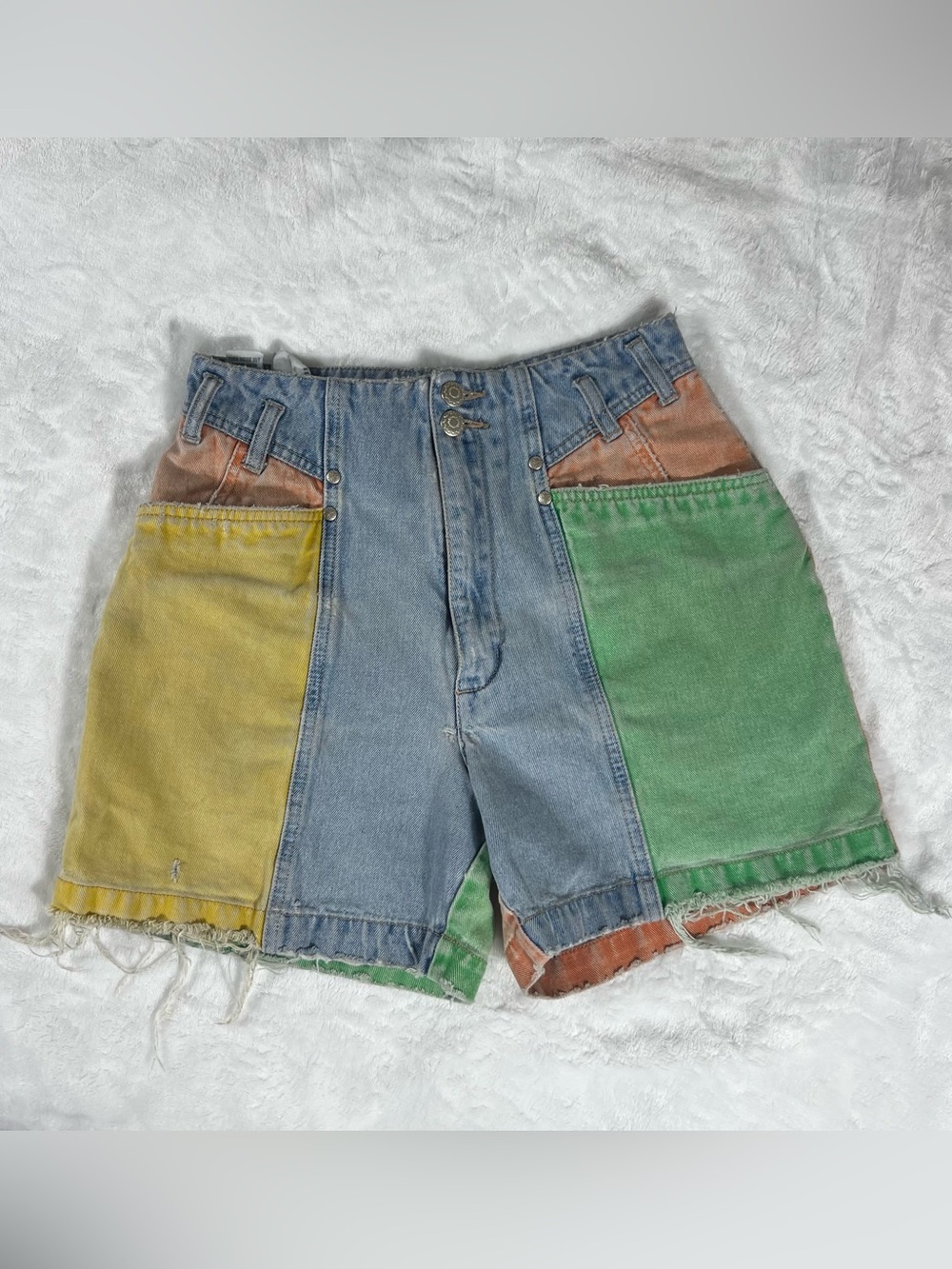 Vintage Nuovo County Seat Patchwork Denim Cutoff Shorts - Picture 12 of 13